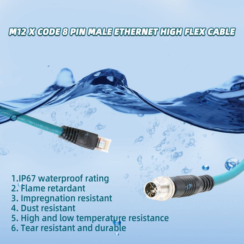 SZRMCC M12 8 Pin X-Coded Ethernet Cable RJ45 Cat7e for Cognex in-Sight 2000 8000 8200 8400 Vision Sensors DataMan 260 Reader Basler Blaze GigE Vision Cameras-9.8ft - Image 3